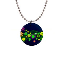 Flower Power Flowers Ornament Button Necklaces by Sapixe