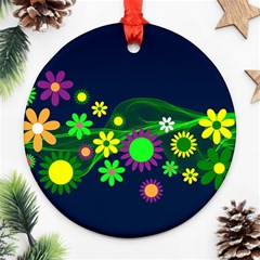 Flower Power Flowers Ornament Round Ornament (two Sides) by Sapixe