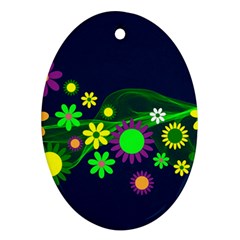 Flower Power Flowers Ornament Oval Ornament (two Sides) by Sapixe