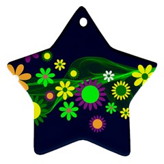 Flower Power Flowers Ornament Star Ornament (two Sides) by Sapixe