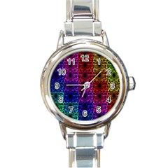 Rainbow Grid Form Abstract Round Italian Charm Watch by Sapixe