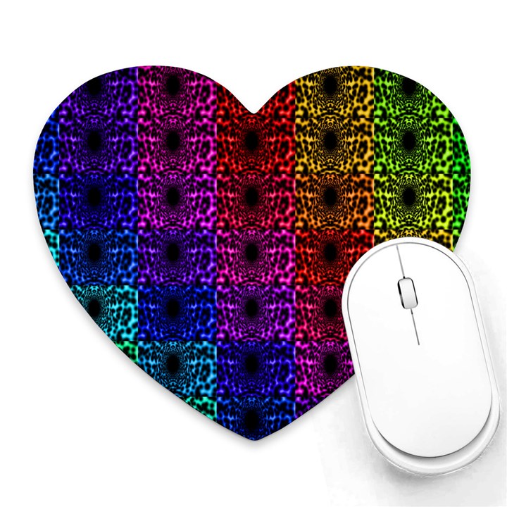 Rainbow Grid Form Abstract Heart Mousepads