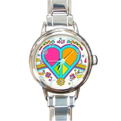 Love Peace Feelings Nature Round Italian Charm Watch by Sapixe