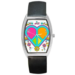 Love Peace Feelings Nature Barrel Style Metal Watch by Sapixe