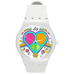 Love Peace Feelings Nature Round Plastic Sport Watch (m) by Sapixe