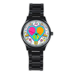 Love Peace Feelings Nature Stainless Steel Round Watch by Sapixe