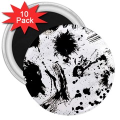 Pattern Color Painting Dab Black 3  Magnets (10 Pack)  by Sapixe