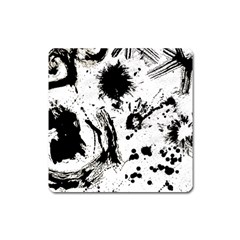 Pattern Color Painting Dab Black Square Magnet by Sapixe