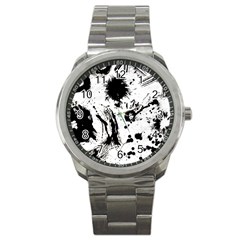 Pattern Color Painting Dab Black Sport Metal Watch by Sapixe