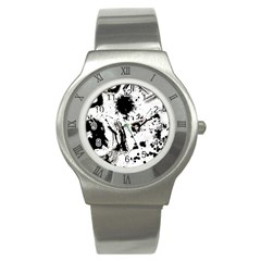 Pattern Color Painting Dab Black Stainless Steel Watch by Sapixe