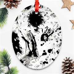 Pattern Color Painting Dab Black Oval Filigree Ornament (two Sides) by Sapixe