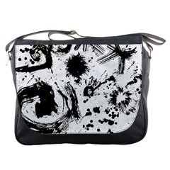 Pattern Color Painting Dab Black Messenger Bags by Sapixe