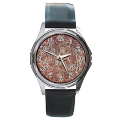 Metal Article Figure Old Red Wall Round Metal Watch by Sapixe