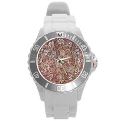 Metal Article Figure Old Red Wall Round Plastic Sport Watch (l) by Sapixe