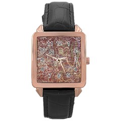 Metal Article Figure Old Red Wall Rose Gold Leather Watch 