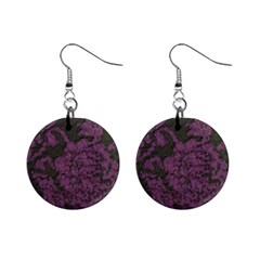 Purple Black Red Fabric Textile Mini Button Earrings by Sapixe