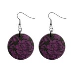 Purple Black Red Fabric Textile Mini Button Earrings Front