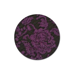 Purple Black Red Fabric Textile Rubber Coaster (round)  by Sapixe