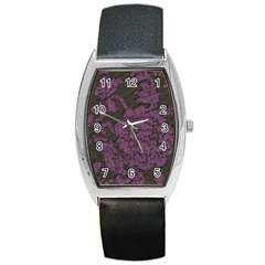 Purple Black Red Fabric Textile Barrel Style Metal Watch by Sapixe