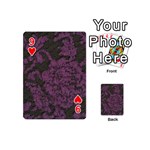 Purple Black Red Fabric Textile Playing Cards 54 (Mini)  Front - Heart9