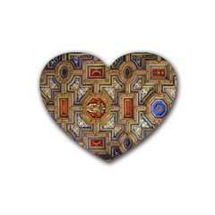 Church Ceiling Box Ceiling Painted Rubber Coaster (heart)  by Sapixe