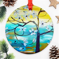 Oil Painting Tree Flower Ornament (round) by Sapixe