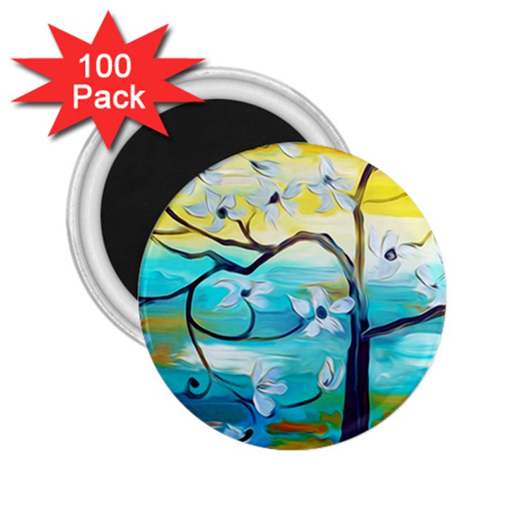 Oil Painting Tree Flower 2.25  Magnets (100 pack) 