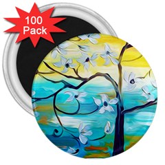 Oil Painting Tree Flower 3  Magnets (100 Pack) by Sapixe