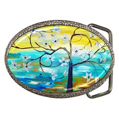 Oil Painting Tree Flower Belt Buckles by Sapixe