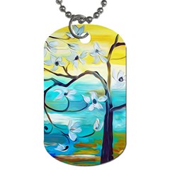 Oil Painting Tree Flower Dog Tag (two Sides) by Sapixe