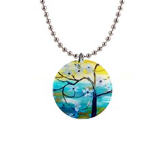 Oil Painting Tree Flower Button Necklaces by Sapixe