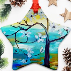 Oil Painting Tree Flower Star Ornament (two Sides) by Sapixe