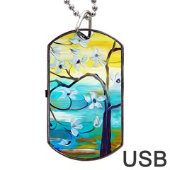 Oil Painting Tree Flower Dog Tag Usb Flash (one Side) by Sapixe