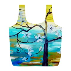 Oil Painting Tree Flower Full Print Recycle Bags (l)  by Sapixe