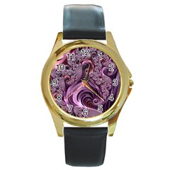 Abstract Art Fractal Art Fractal Round Gold Metal Watch by Sapixe