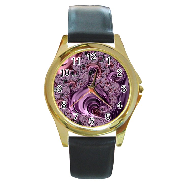 Abstract Art Fractal Art Fractal Round Gold Metal Watch