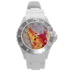 Painting Macro Color Oil Paint Round Plastic Sport Watch (l) by Sapixe