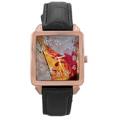 Painting Macro Color Oil Paint Rose Gold Leather Watch  by Sapixe