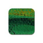 Green Fabric Textile Macro Detail Rubber Square Coaster (4 pack)  Front