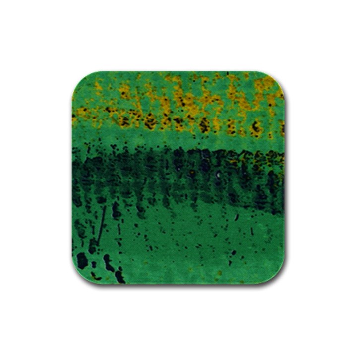 Green Fabric Textile Macro Detail Rubber Square Coaster (4 pack) 