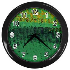 Green Fabric Textile Macro Detail Wall Clocks (black) by Sapixe