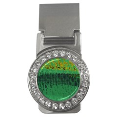 Green Fabric Textile Macro Detail Money Clips (cz)  by Sapixe