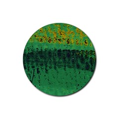 Green Fabric Textile Macro Detail Rubber Round Coaster (4 Pack)  by Sapixe