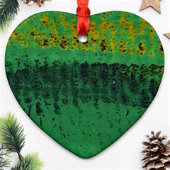 Green Fabric Textile Macro Detail Heart Ornament (two Sides) by Sapixe