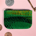 Green Fabric Textile Macro Detail Mini Coin Purses Front