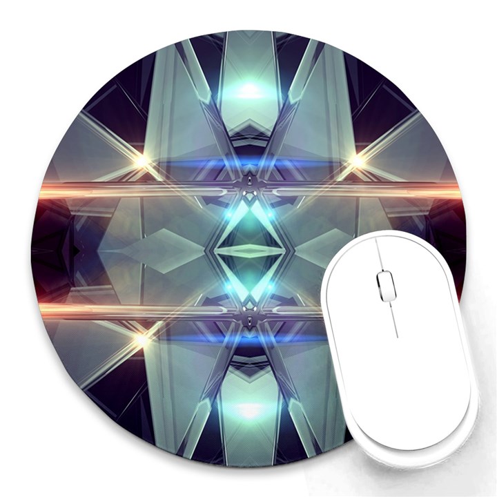 Abstract Glow Kaleidoscopic Light Round Mousepads