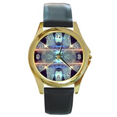 Abstract Glow Kaleidoscopic Light Round Gold Metal Watch