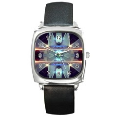 Abstract Glow Kaleidoscopic Light Square Metal Watch by Sapixe