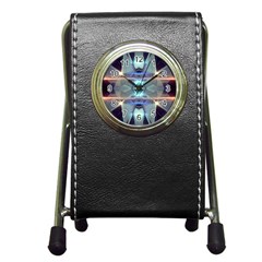 Abstract Glow Kaleidoscopic Light Pen Holder Desk Clocks by Sapixe