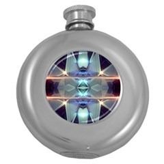 Abstract Glow Kaleidoscopic Light Round Hip Flask (5 Oz) by Sapixe